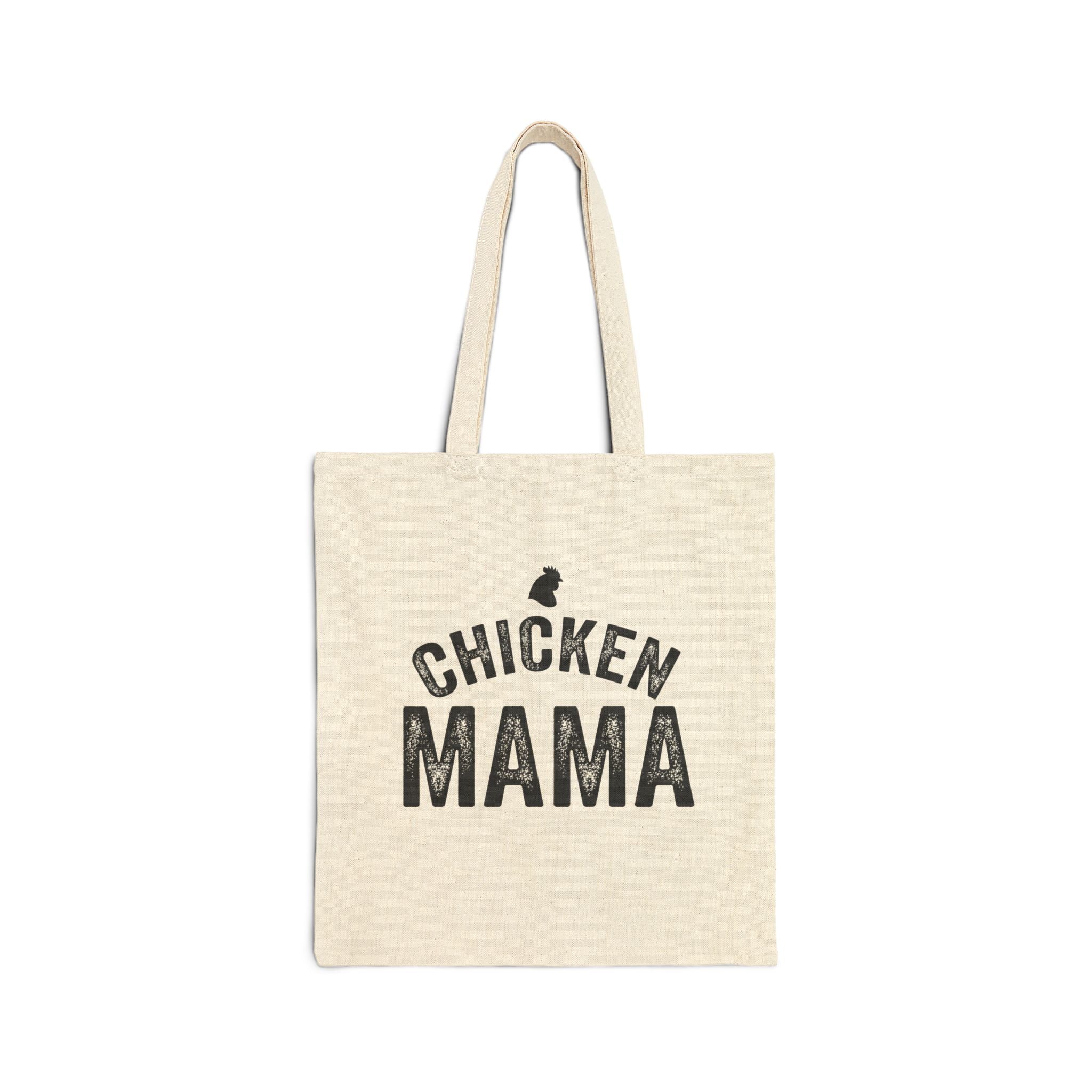 Chicken Mama Cotton Canvas Tote Bag — Farmhouse Chick Lover Market Bag