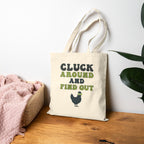 Canvas Tote — "Cluck Around and Find Out" Chicken Humor Grocery Bag
