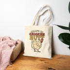 "What's Up Chicken Butt" Funny Retro Chicken Canvas Tote