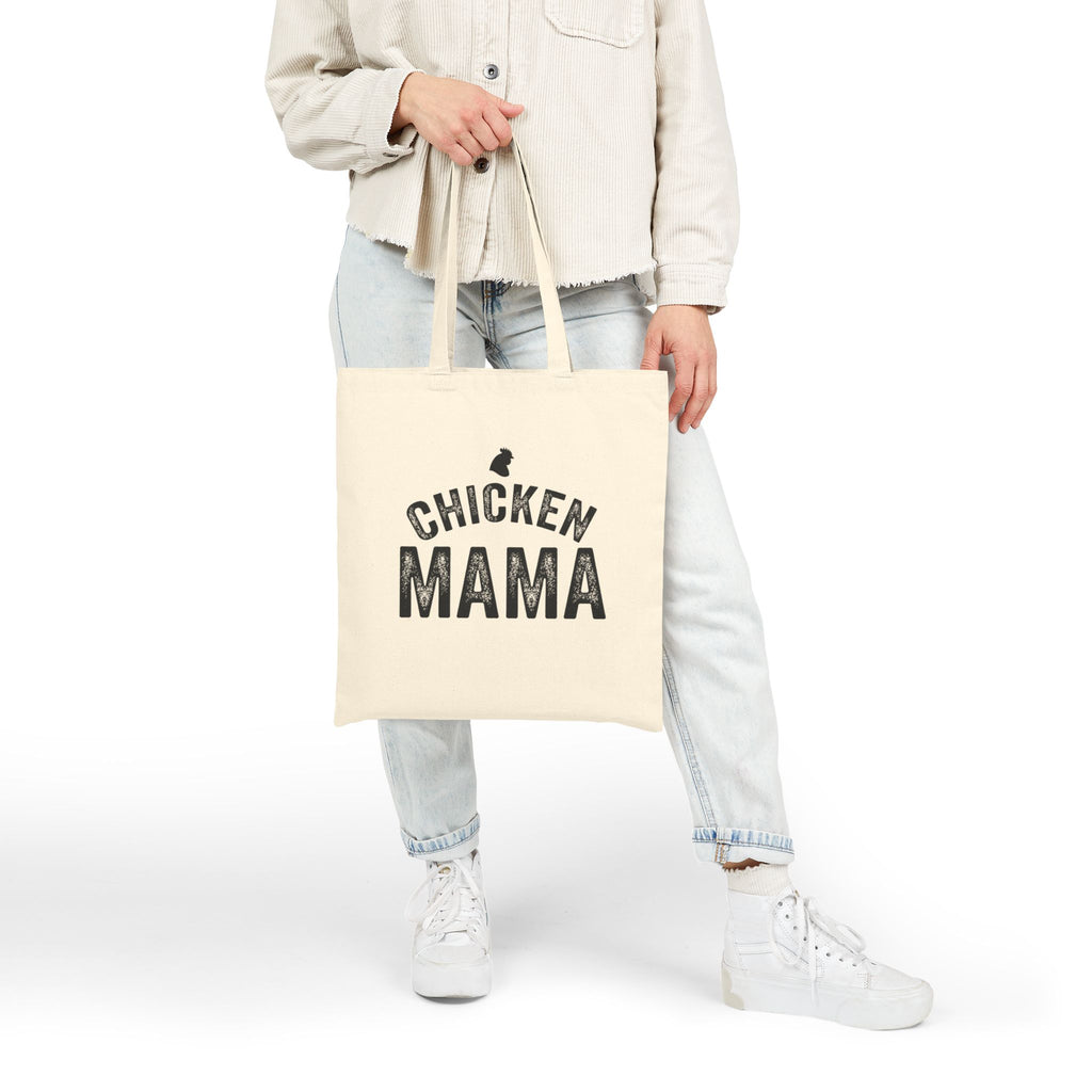 Chicken Mama Cotton Canvas Tote Bag — Farmhouse Chick Lover Market Bag