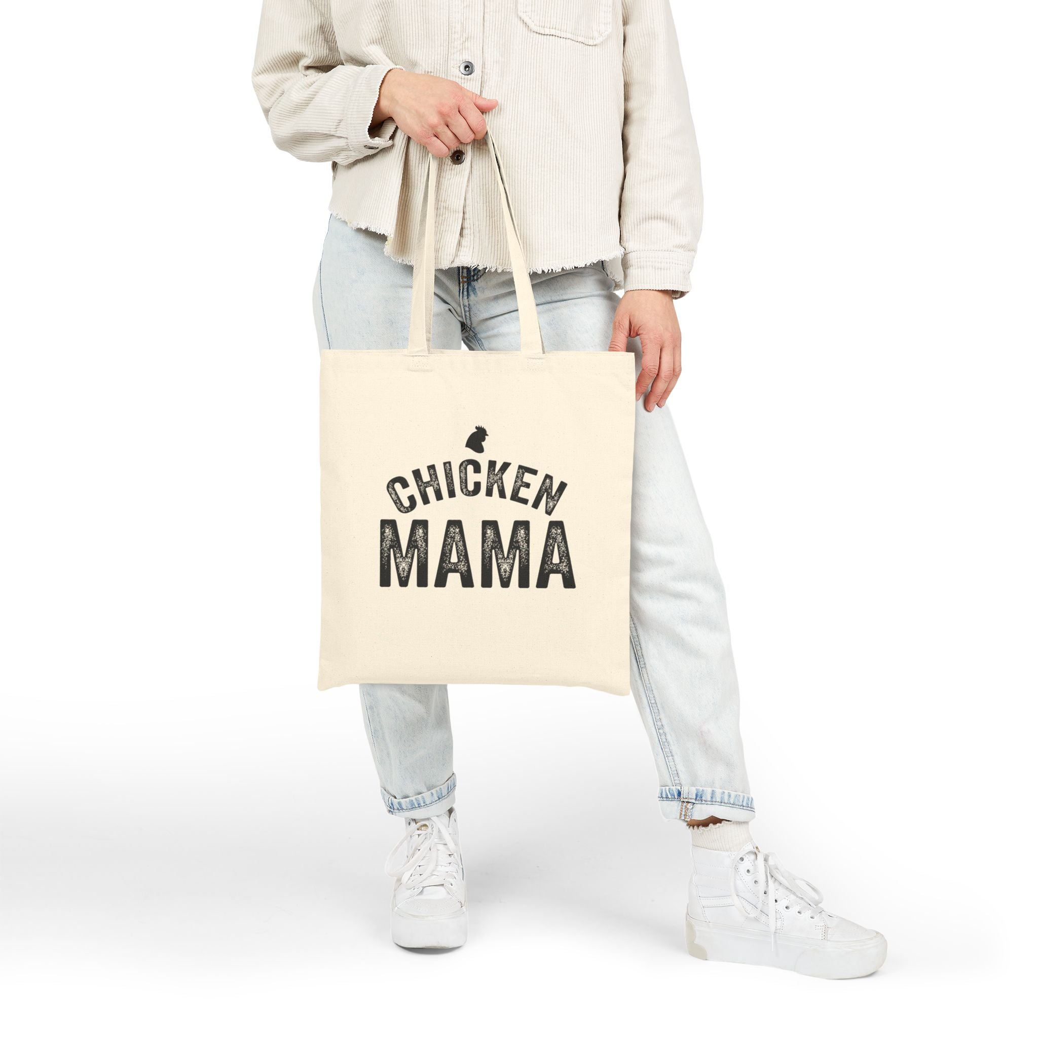 Chicken Mama Cotton Canvas Tote Bag — Farmhouse Chick Lover Market Bag